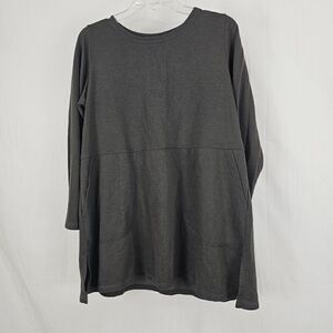 Comfy Usa Tunic Sweatshirt Cinched Drawstring Waist Gray Womens Size Medium